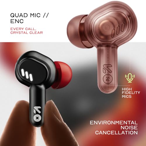 Image of GOBOULT Tenet Pro with ANC TWS Earbuds, 75H Playtime, Amp App Support, 32dB ANC, Quad Mic ENC, Dual Device Pairing, 13mm Driver Ear Buds, Bluetooth 6.0 Wireless Earbuds (Crimson Red)