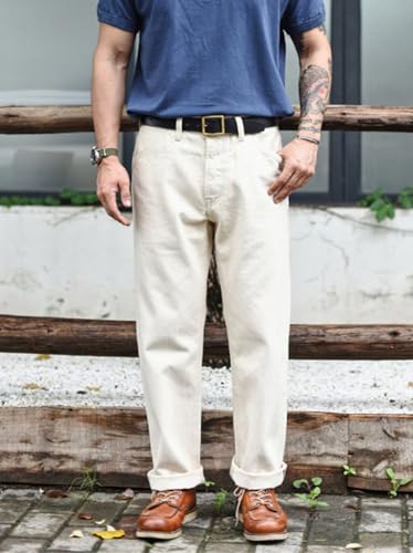 Men’S Vintage Slim Fit Straight Selvedge Denim Full Length Jeans Zipper Fly High Waist Midweight Wash Daily Wear Rivet3