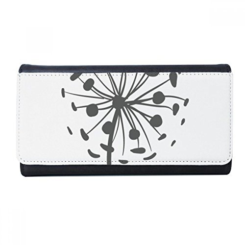 Portefeuille rectangle fleurs pissenlit silhouette avec porte-cartes multifonction noir