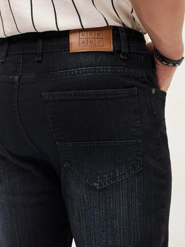 Image of Urbano Fashion Men's Straight Fit Washed Denim Jeans Stretchable