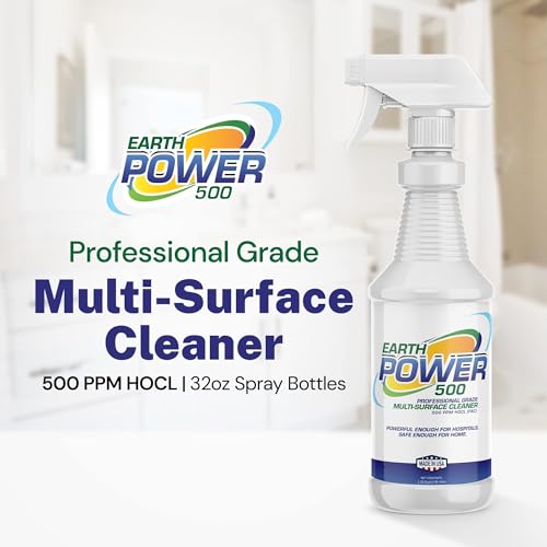 Image of Earth Power Hypochlorous Acid 500 PPM Multipurpose Cleaner - 32 oz | Natural & Non-Toxic - Tile, Refrigerator, Shower, Countertop & Floor Cleaner - Family, Food & Pet Safe Cleaning Supplies
