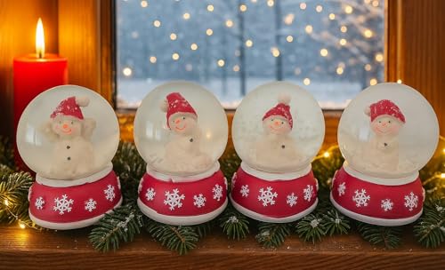 4 Stück Schneekugel Schneemann 6cm Weihnachtsdekoration Weihnachten...