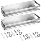 Lallisa 2 Pieces Stainless Steel Shelf Bathroom Shower Floating Shelves Wall Mounted Shower Caddy Basket Shelf Storage Organizer Shelves for Bathroom, Kitchen, Living Room (Silver,11.81 Inch/ 30 cm)