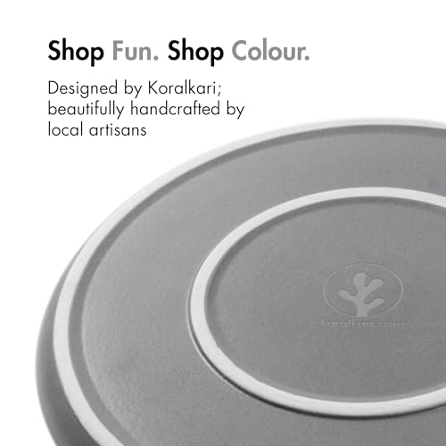 Image of Ceramic Dinner Plates, 2 Pcs | Rim Plate for Easy Eating | Microwave, Oven, Dishwasher Safe | Set of 2 Ceramic Stoneware Plates for Dinner | Handmade | (Pebble Grey, 9.5 inch Dinner Plate)