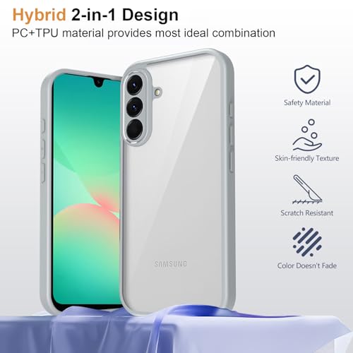 Image of Kapa Hawkeye Clear Slim Tough Back Cover for Samsung Galaxy A57 5G | Camera Lens Protector Anti Yellow Shockproof Clear Hybrid Case Cover (Grey Sides)