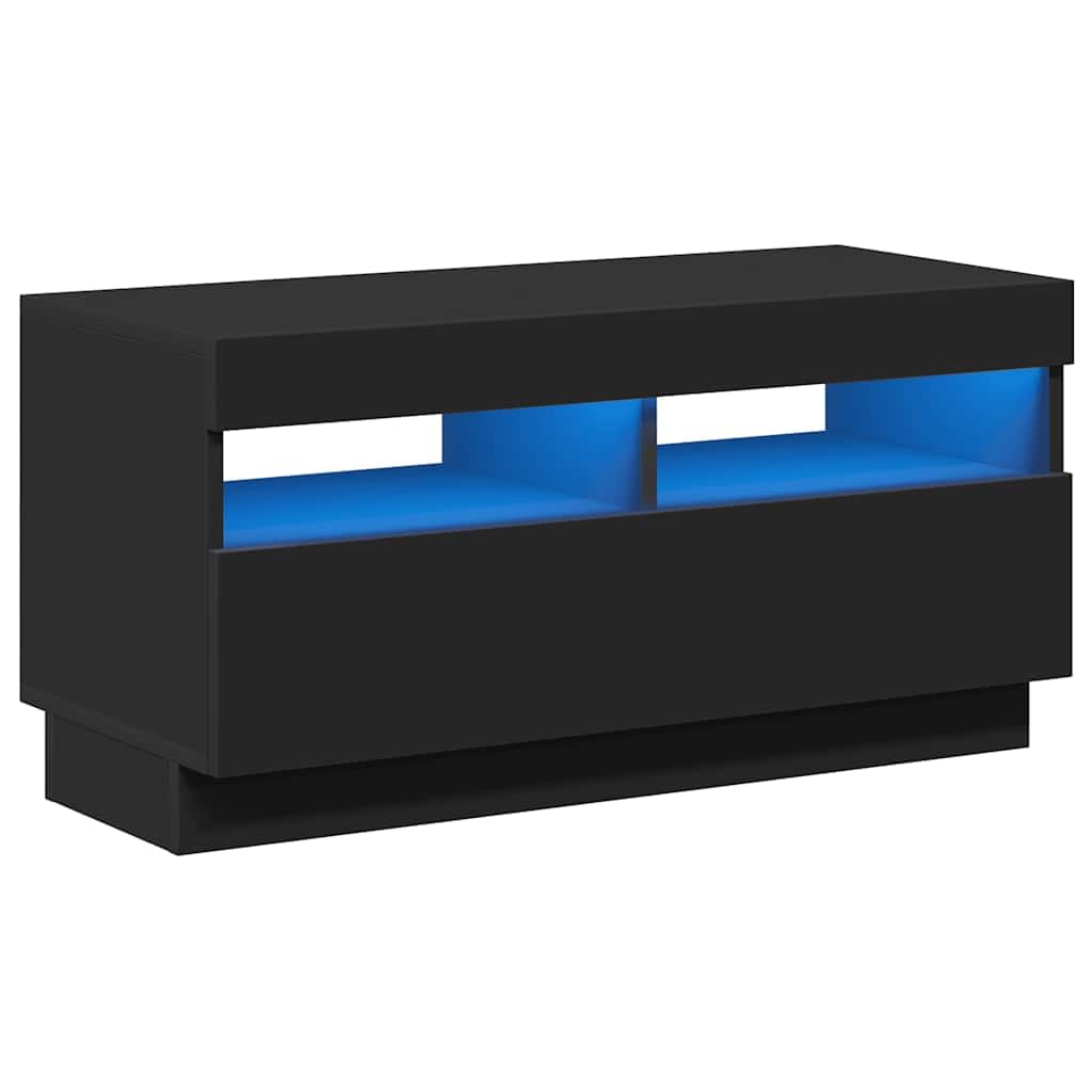 vidaXL Meuble TV avec lumières LED Noir 80x35x40 cm