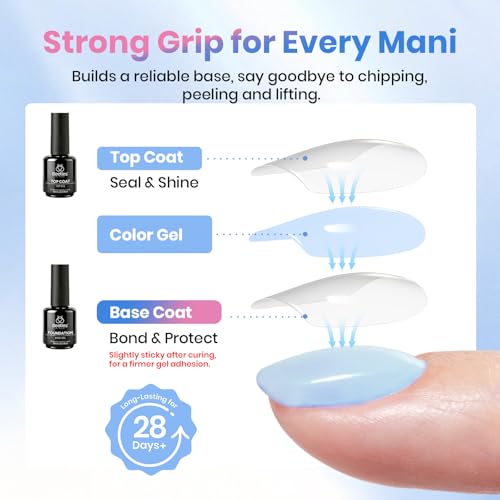 Image of Beetles 2 Pcs 15ml No Wipe Gel Top Coat and Base Coat Set - Shine Finish and Long Lasting Soak Off LED Nail Lamp Gel Base Top Coat Stay Lock Shine Duo Finish Nail Art Design Manicure Gifts for Women