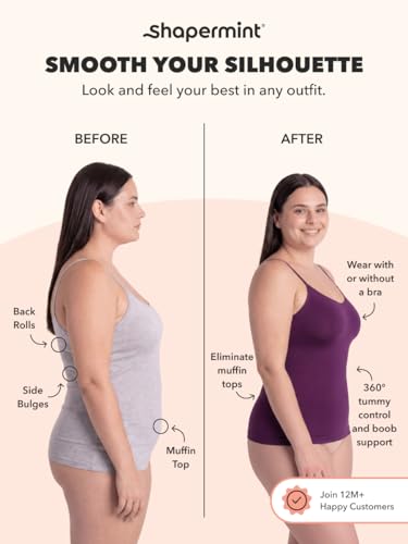 Image of SHAPERMINT Womens Tops - Scoop Neck Cami Body Shaper for Women, Shapewear Tummy Control, Camisole Tank Tops for Women
