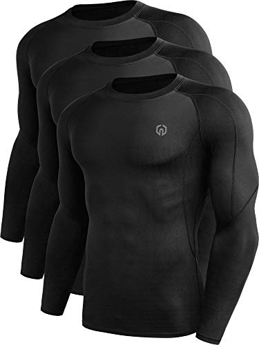 NELEUS Men's 3 Pack Dry Fit Long Sleeve Compression Shirts Workout Running Shirts