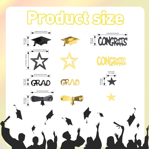 Image of Gold and Black Graduation Confetti 2026, 1000 Pcs Congrats Grad Confetti Class of 2026 Party Table Centerpiece for 2026 Graduation Party Decorations