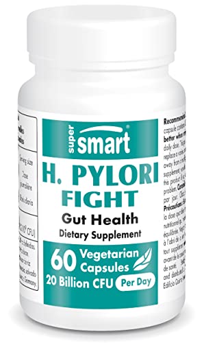 Supersmart - H. Pylori Fight Natural Treatment 20 Billion CFU Per Day - Lactobacillus Reuteri (Probiotic) - Acid Reflux Relief | Non-GMO & Gluten Free - Made in USA - 60 Vegetarian Capsules (60)