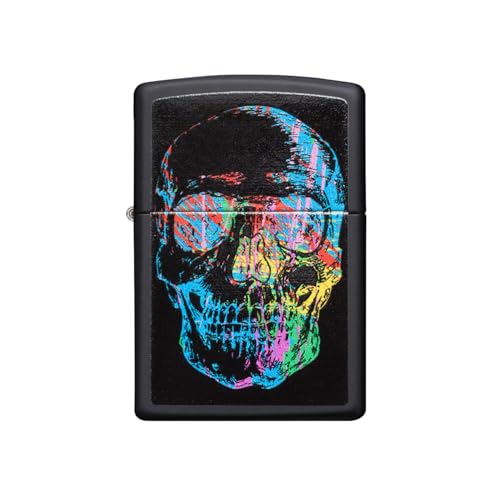 Encendedor Zippo Colorful Skull Negro Mate miniatura 2