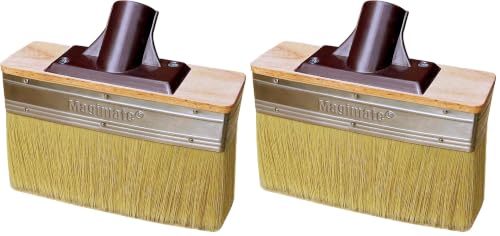Image of Deck Brush Stain Applicator by Magimate - Thick Soft Large Paint Brush Head with Threads for Extension to Apply Stain and Sealers on Wood Deck Floor Fence Walls - 7 Inch Wide (Pack of 2)