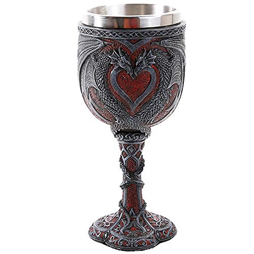 Pacific Giftware Double Dragon Heart Love Goblet Wine Cup 7 inch