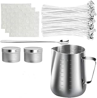 Shu Yu Candle Making Kit: DIY Candle Craft Kit Includes 1 550ml Candle Making Pourer, 50 Candle Wicks, 50 Candle Wick Stickers and 2 Travel Jars.