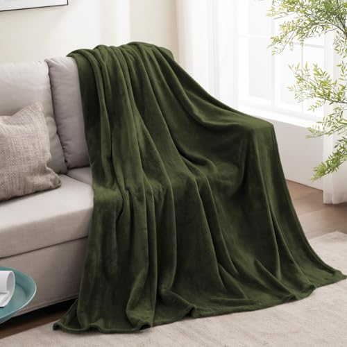 Image of BEDELITE Fleece Blanket Olive Green Throw Blankets for Couch & Bed, Luxury Plush Cozy Fuzzy Blanket 50x60 inches, Super Soft Warm Lightweight Throw Blanket for Travel Camping