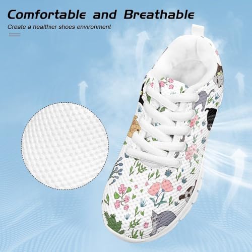 Flower Kids Running Sneakers for Girls Lightweight Athletic Tennis Shoes Breathable Outdoor Sports Shoes for Little Kid Size11-13/ Big Kids Size1-53