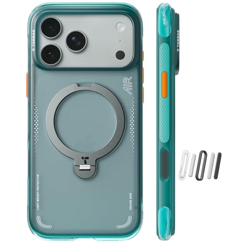 Image of TORRAS Ostand Q3 Air Original for iPhone 17 Pro Case, 360 Magnetic Stand, MagSafe Compatible, Airbag Mil-Grade Protection, Camera Control Button, Shockproof for 17 Pro Cover, Glacier Sprint