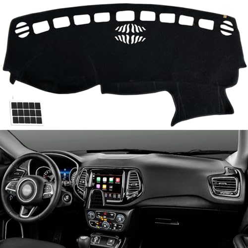 TUCAREST Car Dash Covers Fit for 17-21 Je-ep Compass New Body Style (Body Code: MP) Flannel Nonslip Dashboard Cover Board Mat Sunshade No-Glare and Slip Pad Carpet Sunshield Protector (Without HUD)