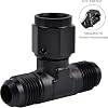 EVIL ENERGY 6AN Male Tee Fitting Adaptor with AN6 Female Swivel on Side Black