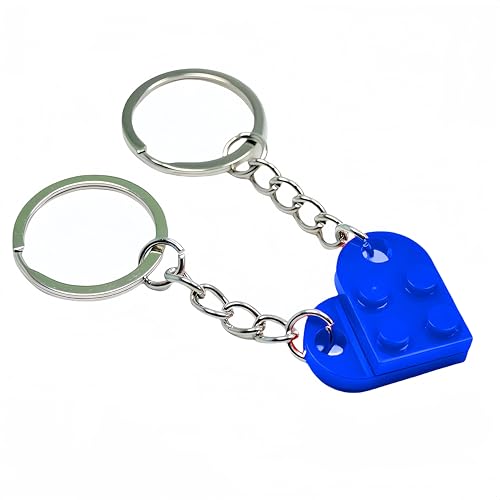 Image of Heart Keychains Matching Brick Keychain for Couples Keychain Heart Building Block Keychain for Boyfriend Girlfriend