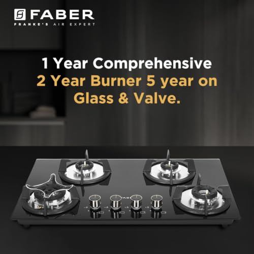 Image of Faber Hob 76 cm 4 Burner|Auto-Ignition|Spillage Proof|Brass Burners|Metal Knobs|Pan Support|2yrs on Burner,5 Yrs Warranty on Valve & Glass|2Yrs Comprehensive warranty|HOB SUPERIA HT764 BR AI IN