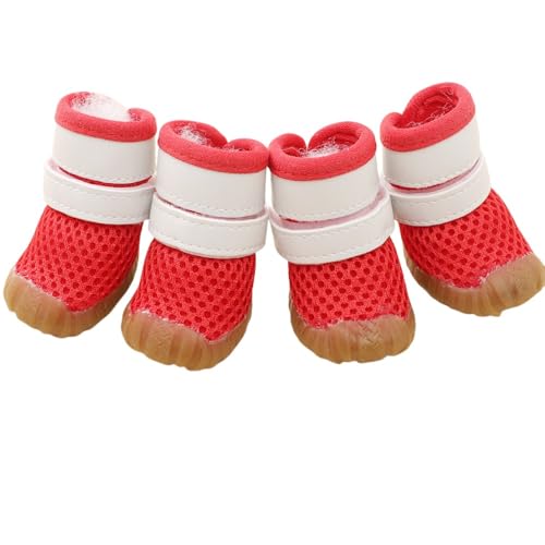 Diexgiy 通気性に メッシュ素材の小型・中型犬用ドッグシューズ。小型犬やテディベアにもぴったり。滑り止めと耐摩耗性に優れ、オールシーズンお使いいただけます。 (5,レッド)