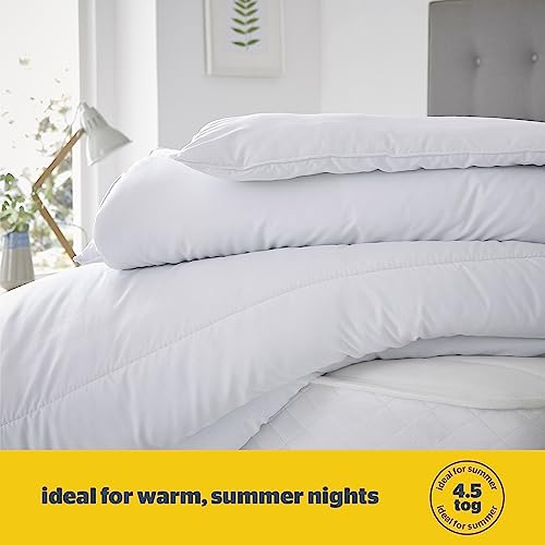 Silentnight Cooler Summer King Size Duvet 4.5 Tog – Lightweight Hypoallergenic and Machine Washable Summer Duvet Quilt – King Size (Package may vary), White