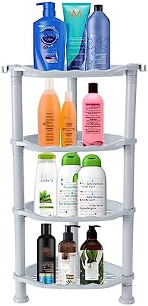 4 Tier Corner Shower Caddy, Rustproof, Plastic Shower Organizer for Bathroom, Bathtub, Shower pan, Bath Accessories Shower Caddies, 13.5 x 10 x 25.5 Inches, Grey (Grey 4 Tier Triangle)