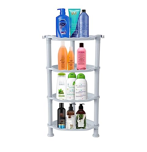 4 Tier Corner Shower Caddy, Rustproof, Plastic Shower Organizer For Bathroom, Bathtub, Shower Pan, Bath Accessories Shower Caddies, 13.5 X 10 X 25.5 Inches, Grey (Grey 4 Tier Triangle) #TOP2