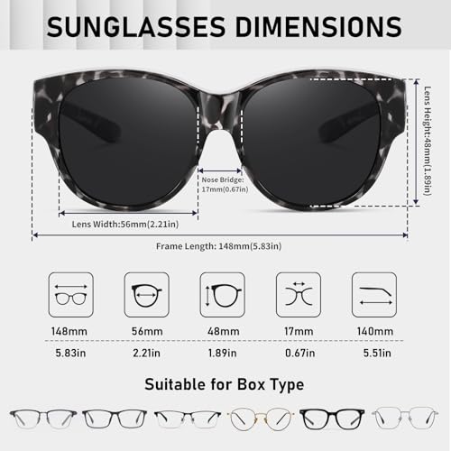 Image of HAOLOTA Fit Over Glasses Sunglasses for Women Polarized | Over Glasses Sun Glasses, UV400 Polarized Lens, Trendy Cat Eye Sunglasses, Lightweight and Flexible, Driving, Daily Use