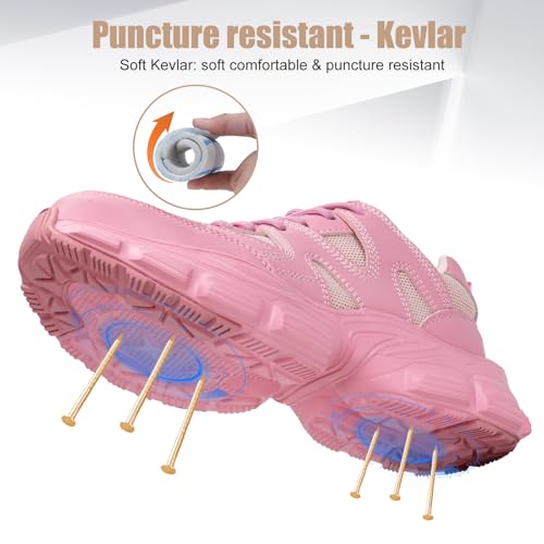 Image of Hogent Steel Toe Shoes for Women Men Wide Non Slip Composite Work Sneakers Indestructible Comfortable Safety Tennis Shoes Lightweight Breathable Construction Sneakers Puncture Proof Ergonomic Design