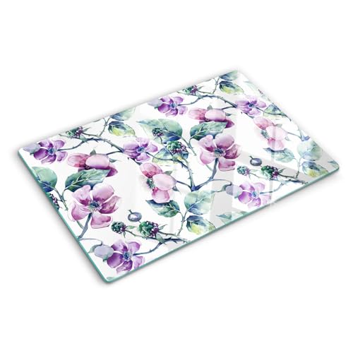 Planche en verre 80x52 cm Fleurs de mûres pour protéger le plan