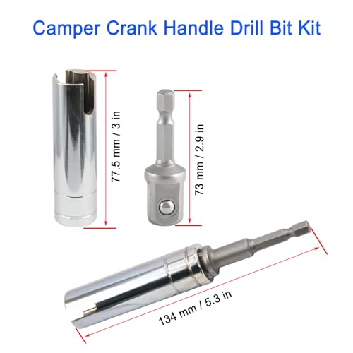 Image of Camper Crank Handle Kit /Trailer Crank Handle Fits for Fits Coleman Fleetwood POP UP Replacement 3 /8 Socket, Chrome, RCKIM00146