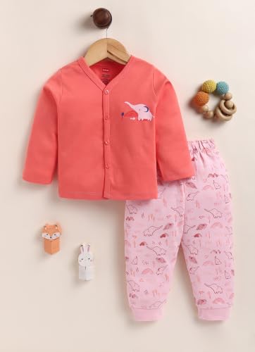 Image of LuvLap Baby Boys & Girls Regular Fit 100% Cotton Half Sleeves Jhabla & Shorts Set Pack of 2