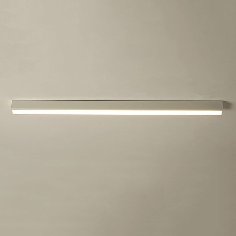 Minimalist LED Linear Ceiling Light - Modern Flush Mount Lighting Fixture for Hallway, Office, Kitchen, and Home - Black Metal Long Strip Design