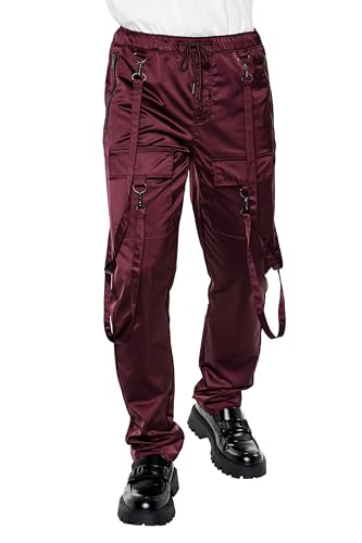 Forever 21 Men's Satin Drawstring Utility Strap Pants2