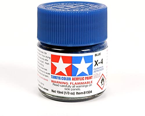 Tamiya 81504 - Pintura Acrílica Mini, Brillo Azul Frasco de 10 ml, X-4