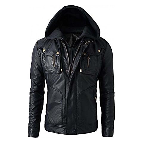 Mens Slim Fit Black Leather Biker Jacket Cover