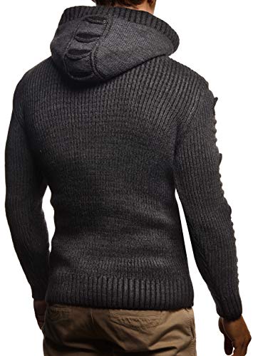 Leif Nelson Men's Stylish Knit Sweater With Buttons | Knitted Sweatshirt Pullover With Hood | Warm For Winter | LN5605
