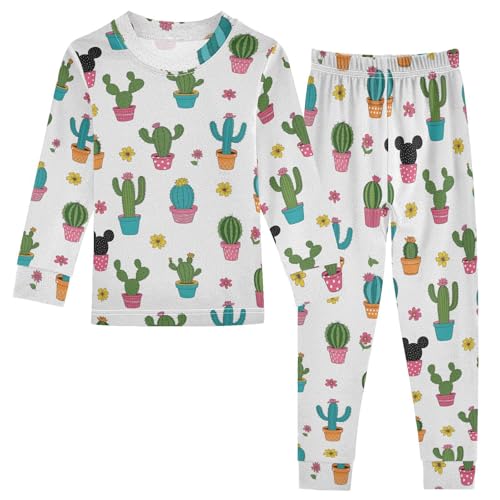 Pajama Sets Long Sleeve Cactus Garden Flowers Soft Comfy Sleepwear 2 Piece PJS 3-8T