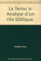 La Terou`a: Analyse d'un rite biblique. B000M4P0O0 Book Cover