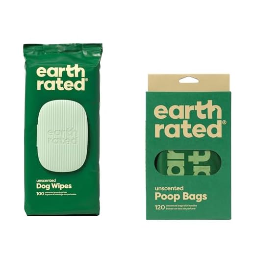 Earth Rated Dog Walking Essentials Bundle - Includes 120 Dog Waste Bags with Handles and 100 Dog Grooming Wipes, Unscented