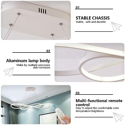 Image of Led Pendant Lights for Kitchen Island Pendant Light Dining Room Chandelier Light Fixture, Dimmable Modern Led Chandelier,Adjustable Height Music Note Shape Modern Ceiling Light Fixture