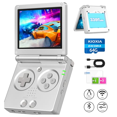 Image of RG35XXSP Portable Flip Retro Handheld Game Console RG35XX SP Flip Game Console Linux System 3.5 '' IPS Screen 64G Preloaded 5532 Games RG 35XXSP Support HDMI TV Output 5G WiFi Bluetooth 4.2 Silver