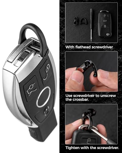 Image of FEGVE Titanium 360 Swivel Key Ring with 1 /2″ D Ring Keychain for Car Key | Very Mini Key Link Connector, Titanium ultra-light, Rust-proof, Anti-deform, Tangle-free Swivel