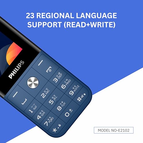 Image of PHILIPS All-New E2102 Sleek & Stylish |Keypad Mobile with 1.77 inch Screen|1000 MAH Battery | 2030mm Speaker| Wireless FM | Bright Torch| Digital Camera|Blue