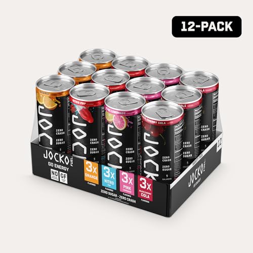 Image of Jocko Fuel GO Energy Drinks, Variety Pack - 95mg Caffeine with Added Adaptogens, Vitamin B12 & B6, & L Theanine for Mood & Focus Support, No Sugar, 12 Pack - Packaging May Vary