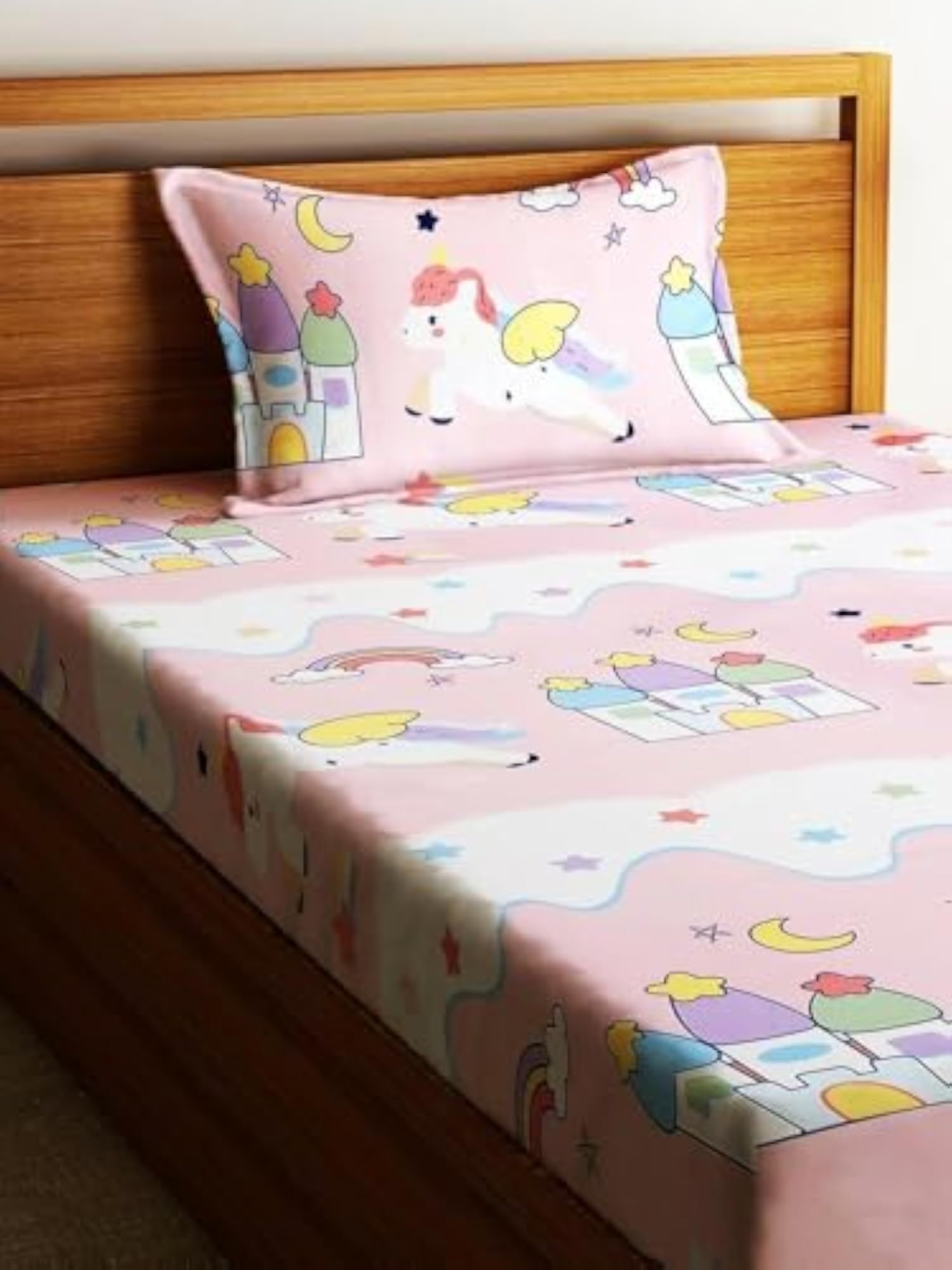 Single Bedsheet Cotton Elastic Fitted Kids, 72x48 Inches