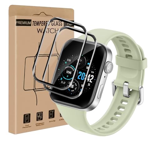 Carantee 2 Stück Schutzfolie für Panzerglas für Huawei Watch Fit 3 Ultra Transparent Anti-Kratzer Bläschenfrei Anti-Staub Huawei Fit 3 Displayschutz Folie 3D Volle Abdeckung Extrem Robust Schutzglas